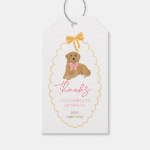 Golden Retriever Hund Födelsedagsfest Rosa Gul Presentetikett