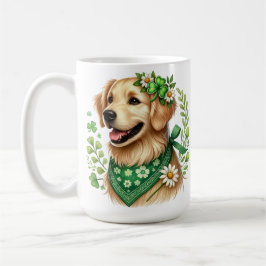 GOLDEN RETRIEVER-HUND FÖR ST PATRICKS DAY KAFFEMUGG