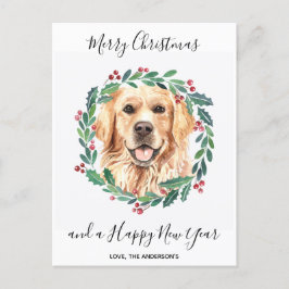 Golden Retriever Hund God jul Helg Vykort