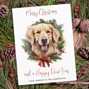 Golden Retriever Hund God jul Trendig Helg Vykort