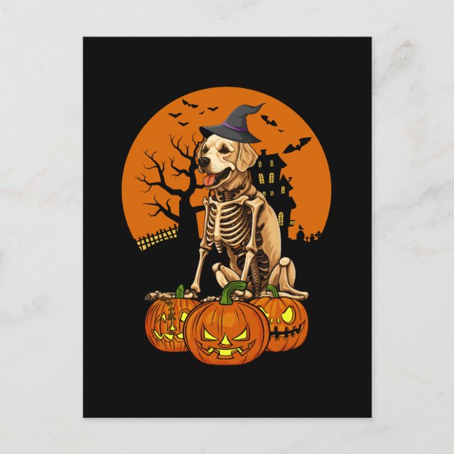 Golden Retriever Hund Halloween Helg Vykort (Framsida)