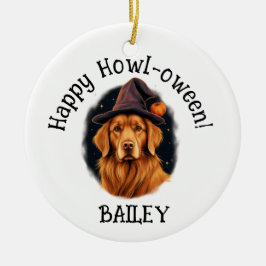 Golden Retriever Hund Halloween Julgransprydnad Keramik