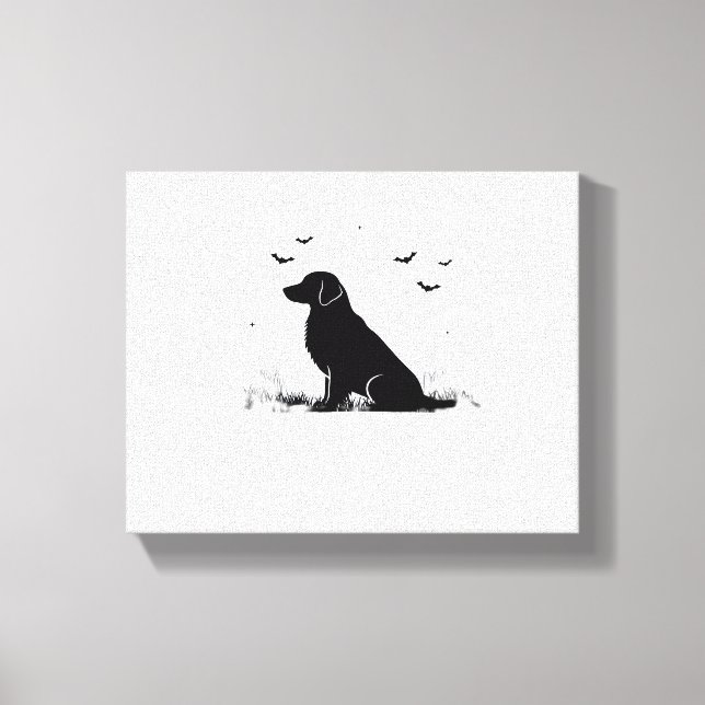 Golden Retriever Hund - Halloween Måne Silhouette  Canvastryck (Framsida)