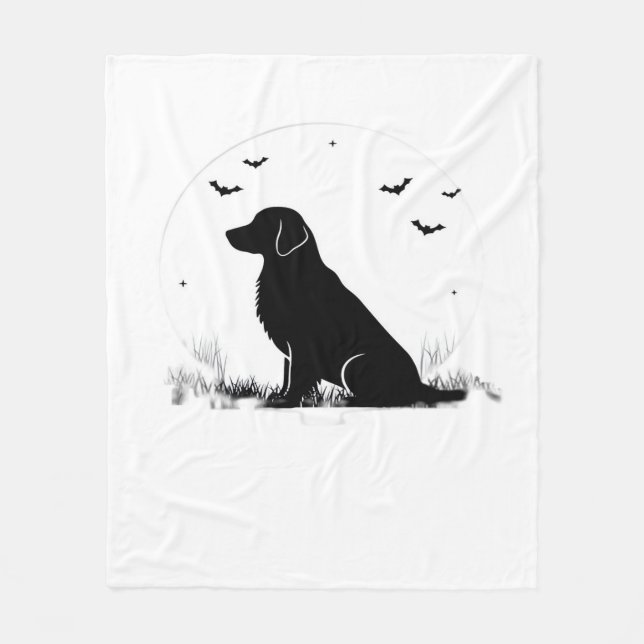 Golden Retriever Hund - Halloween Måne Silhouette  Fleecefilt (Framsidan)