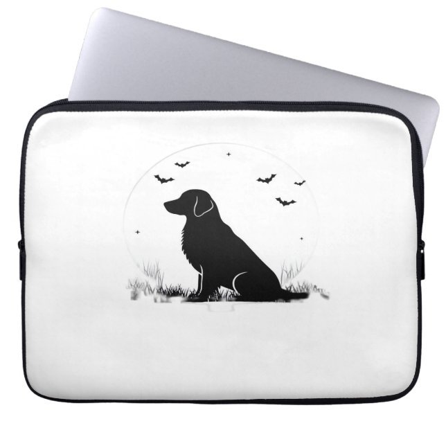 Golden Retriever Hund - Halloween Måne Silhouette  Laptop Fodral (Framsidan)