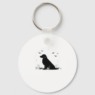 Golden Retriever Hund � Halloween Måne Silhouette Nyckelring