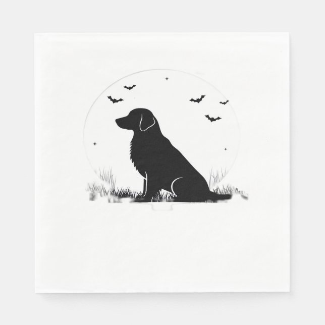 Golden Retriever Hund - Halloween Måne Silhouette  Pappersservett (Framsidan)
