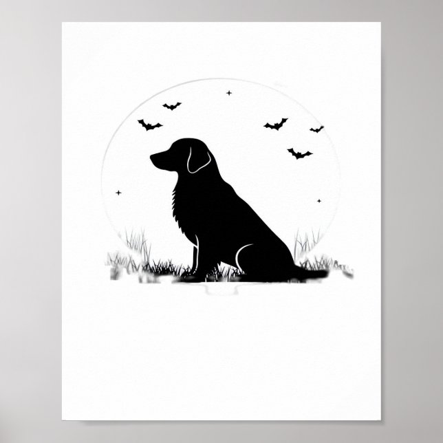 Golden Retriever Hund - Halloween Måne Silhouette  Poster (Framsidan)
