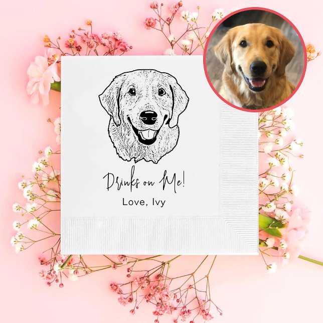 Golden Retriever Hund Hand Teckning Personlig Pappersservett (Skapare uppladdad)