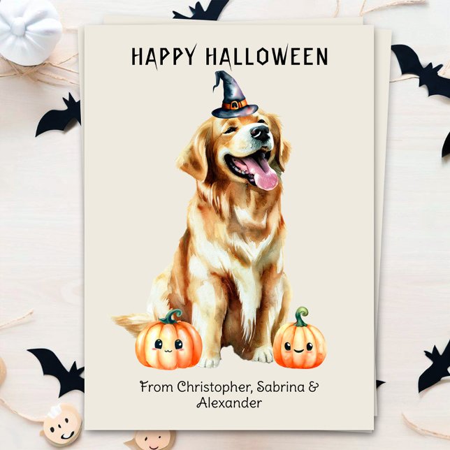 Golden Retriever Hund Happy halloween Julkort (Skapare uppladdad)
