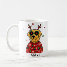Golden Retriever Hund Horn & Stjärn Glasögon Kaffemugg