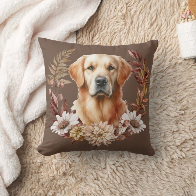 Golden Retriever Hund Höstfransutandning Dekorativ Kudde (Filt)
