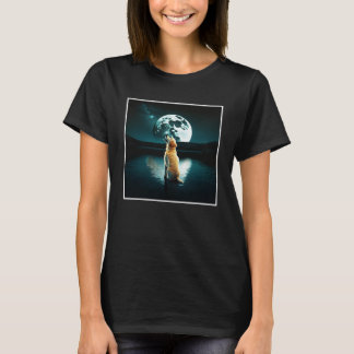 Golden Retriever Hund howling på Full Moon T Shirt