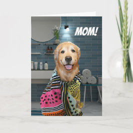 Golden Retriever Hund i Bathroom Mors dag Kort