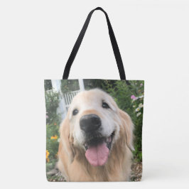 Golden Retriever-Hund i Blomsterträdgård Tygkasse