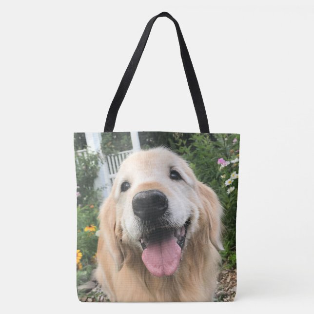 Golden Retriever-Hund i Blomsterträdgård Tygkasse (Framsida)