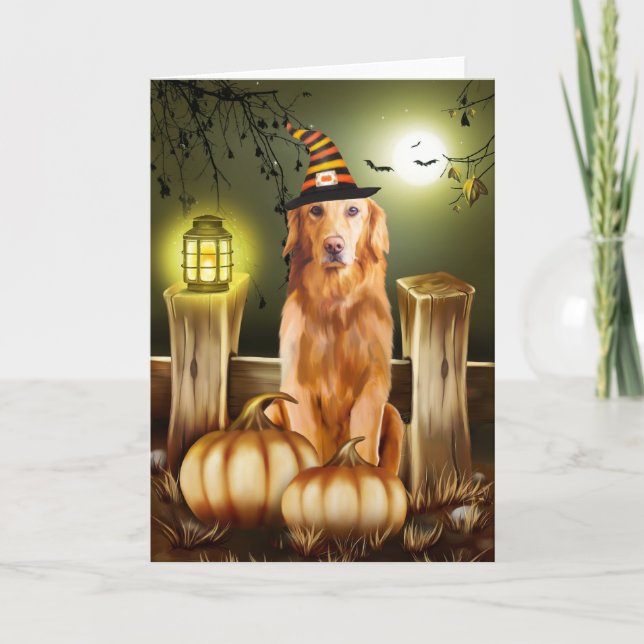 Golden Retriever Hund i Halloween Costume Kort (Framsida)