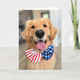 Golden Retriever Hund i Independence day Bow Tie Kort