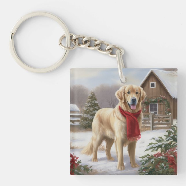 Golden Retriever Hund i Snö Jul (Framsidan)