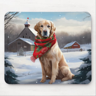 Golden Retriever Hund i Snö Jul Musmatta