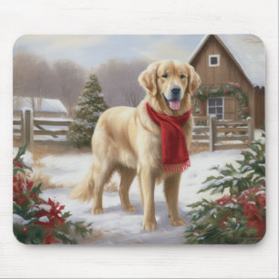 Golden Retriever Hund i Snö Jul  Musmatta