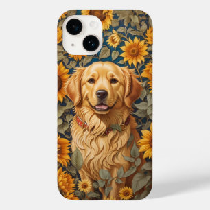 Golden Retriever-Hund i solrosblomman Fält