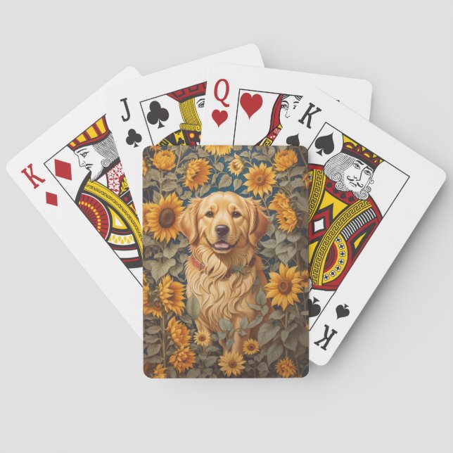 Golden Retriever-Hund i solrosblomman Fält Casinokort (Baksidan)