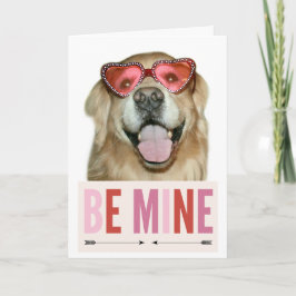Golden Retriever Hund i Valentines day Glass Helgkort