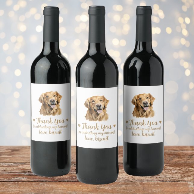 Golden Retriever Hund Jag Gör Också Bröllopsvinset Vinflaska Etikett (Skapare uppladdad)