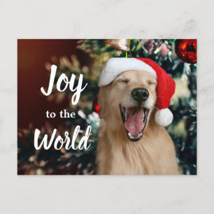 Golden Retriever Hund Joy till jul i världen Helg Vykort