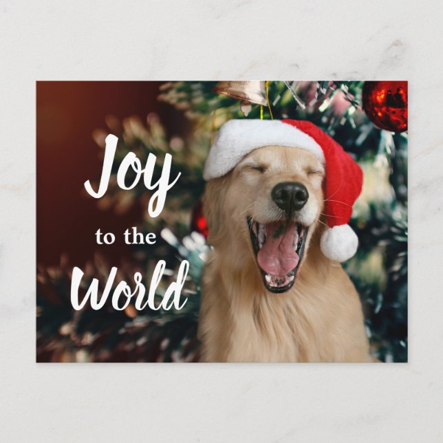 Golden Retriever Hund Joy till jul i världen Helg Vykort (Framsida)