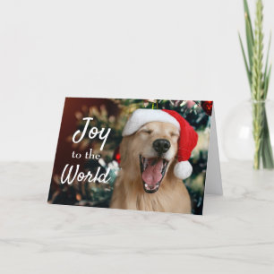 Golden Retriever Hund Joy till jul i världen Helgkort