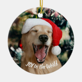 Golden Retriever Hund Joy till jul i världen Julgransprydnad Keramik