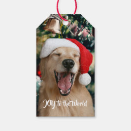 Golden Retriever Hund Joy till jul i världen Presentetikett