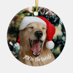 Golden Retriever Hund Joy till jul Julgransprydnad Keramik