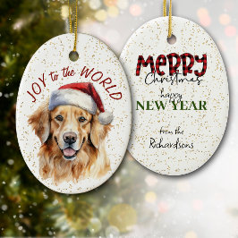 Golden Retriever Hund Joy till världen Julgransprydnad Keramik