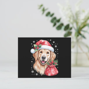 Golden Retriever Hund Jul Belysning Högtidlig Fest Helg Vykort