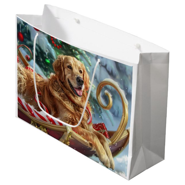 Golden Retriever Hund Jul Festive (Framsidan Vinklad)