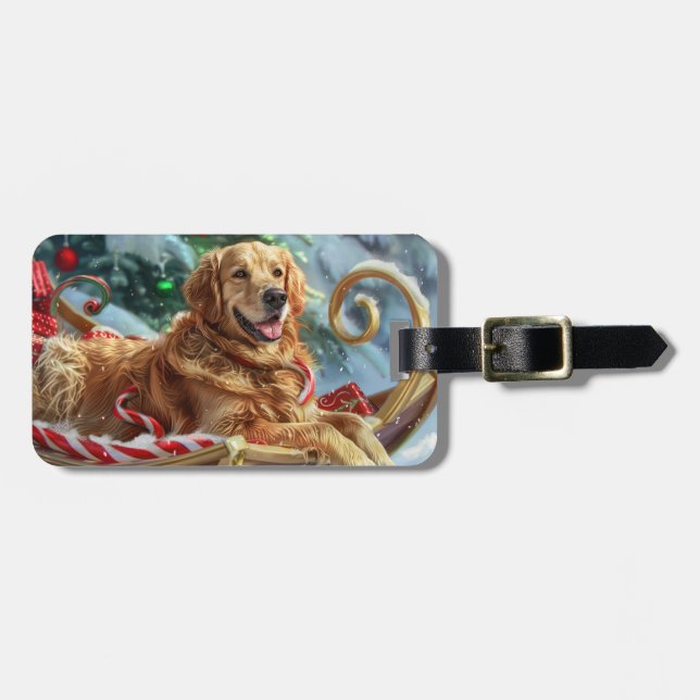 Golden Retriever Hund Jul Festive Bagagebricka (Horisontell Framsida)