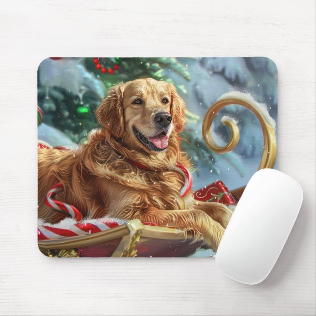 Golden Retriever Hund Jul Festive Musmatta (Med mus)