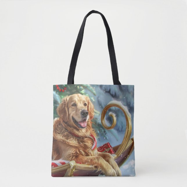 Golden Retriever Hund Jul Festlig Tygkasse (Framsida)