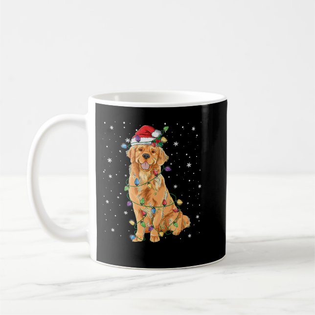 Golden Retriever Hund jul jul Ljus Santa Hat Do Kaffemugg (Vänster)