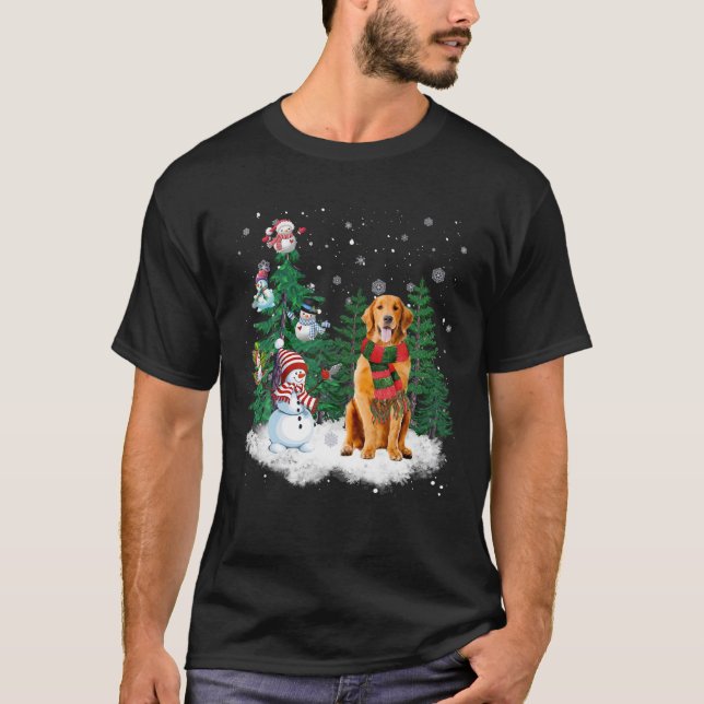 Golden Retriever Hund jul jul Snögubbe Julafton Tr T Shirt (Framsida)
