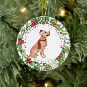 Golden Retriever Hund jul Mistletoe Helgdag Julgransprydnad Keramik