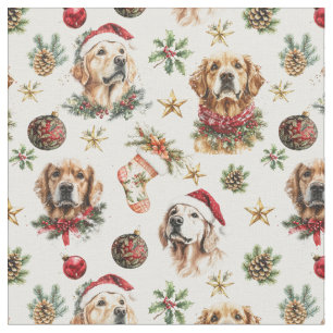 Golden Retriever Hund jul Mönster Tyg