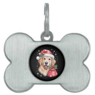 Golden Retriever Hund Julbelysning Holiday Party ID-bricka Husdjur