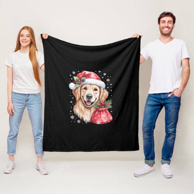 Golden Retriever Hund-Julfesten Julljus Fleecefilt (På plats)