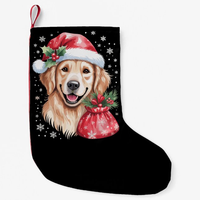 Golden Retriever Hund-Julfesten Julljus Liten Julstrumpa (Framsidan)