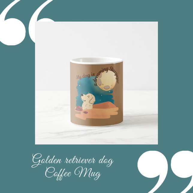 golden retriever hund kaffe kaffemugg (golden retriever dog Coffee Mug by Hobinishop)