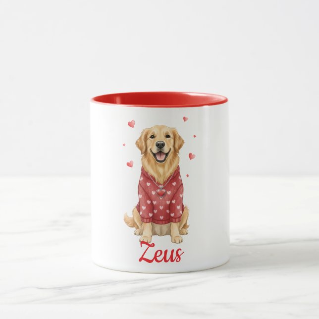 Golden Retriever hund kaffemugg valentine dag 2026 (Center)